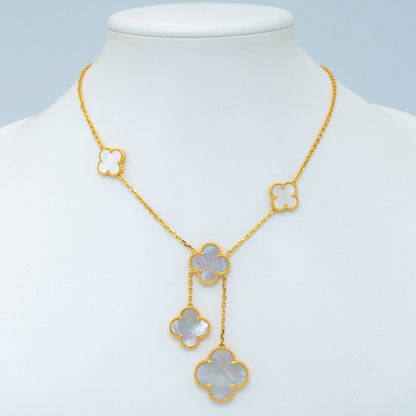 [Rosla]CLOVER MOTHER OF PEARL NECKLACE 6 MOTIF
