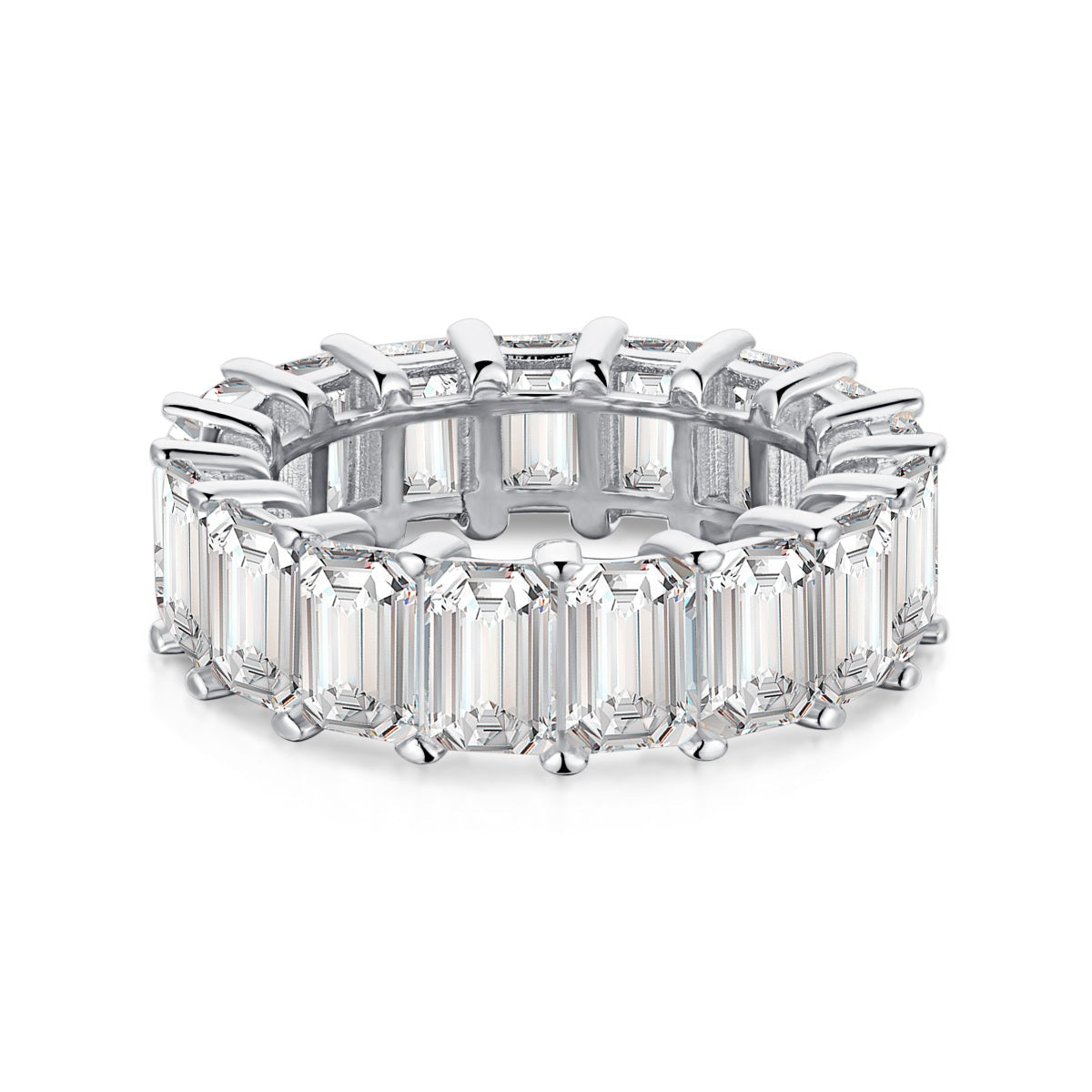 [Rosla]0.75 Carat Elegant Emerald Cut Tennis Ring
