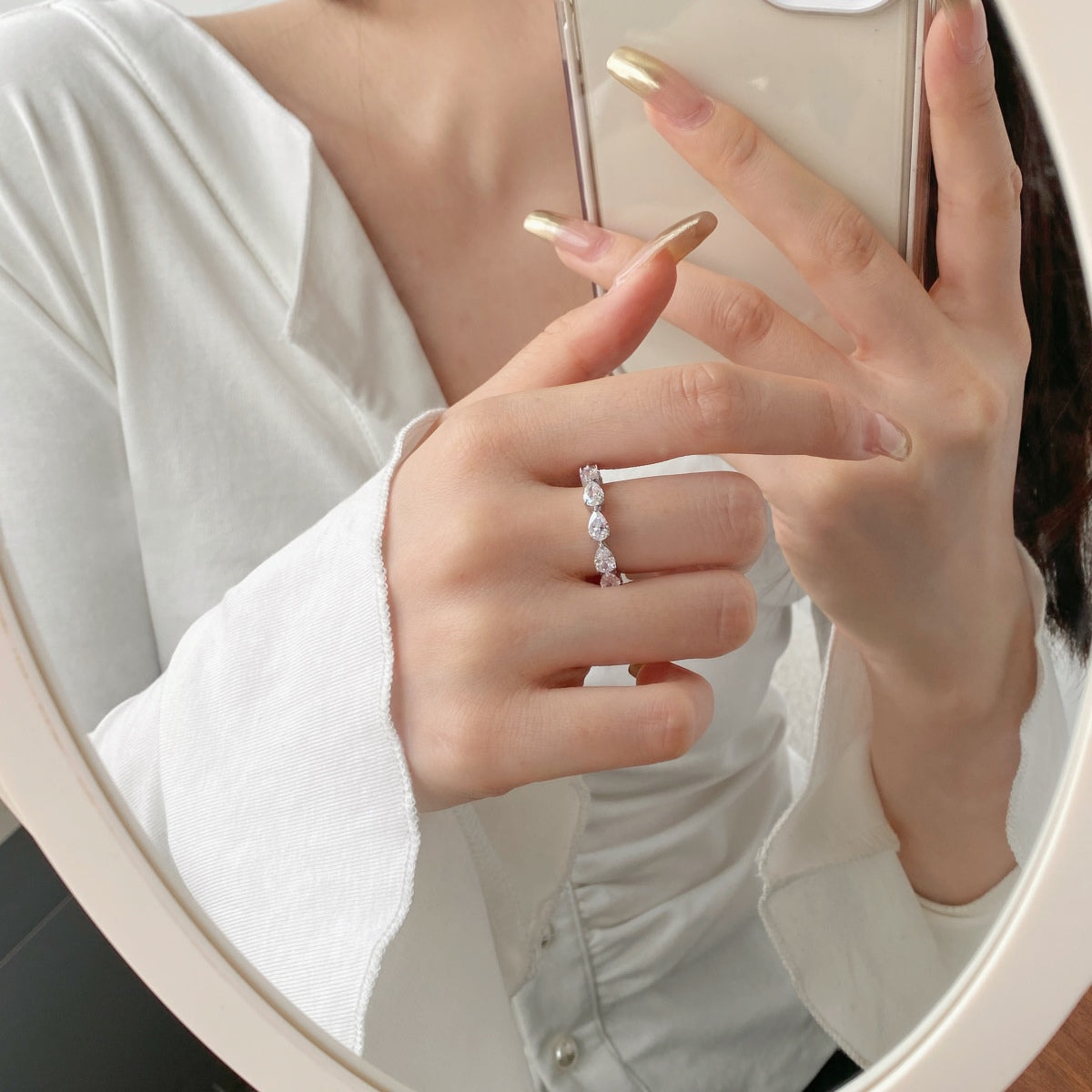 [Rosla]Exquisite Pear Cut Tennis Ring