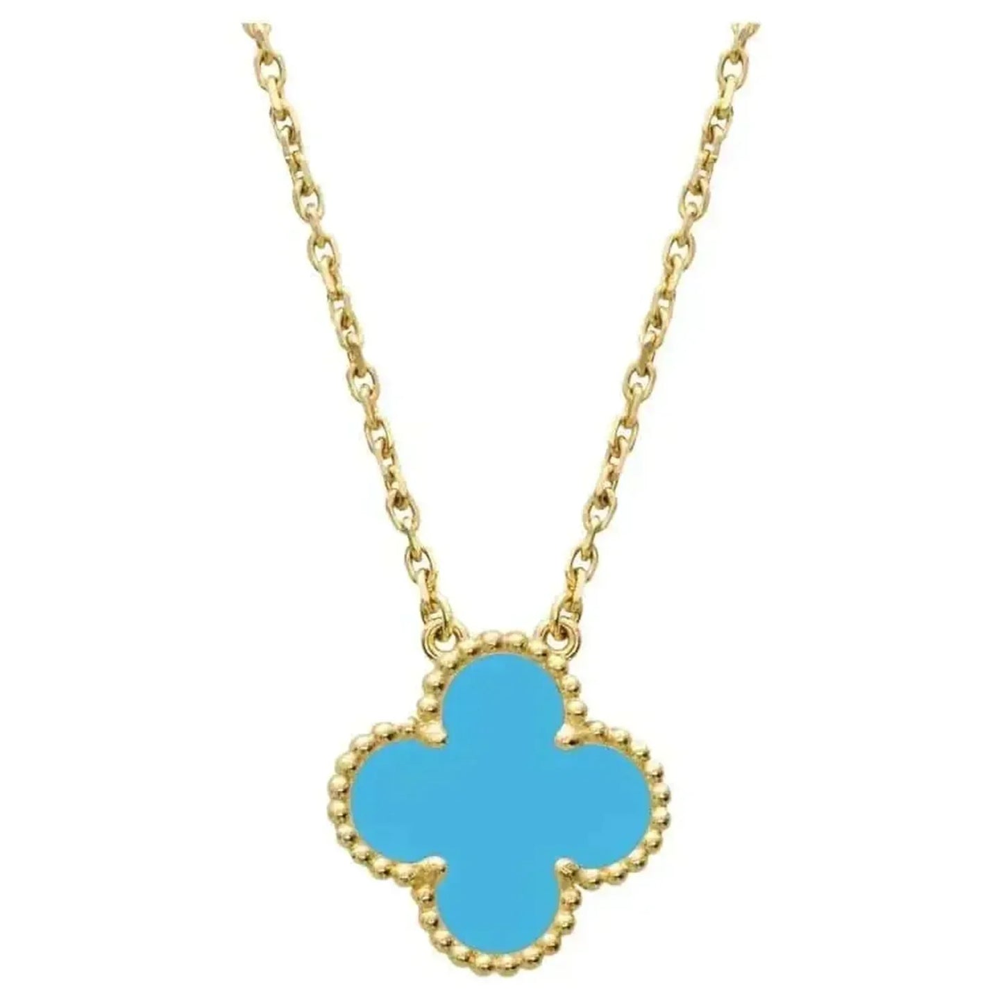 [Rosla]CLOVER 15MM VINTAGE TURQUOISE NECKLACE