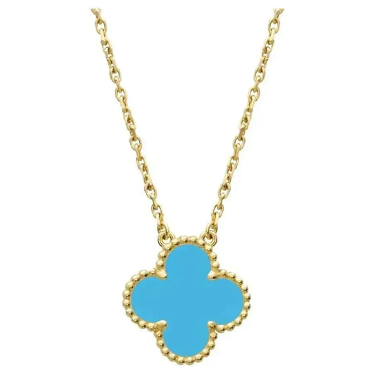 [Rosla]CLOVER 15MM VINTAGE TURQUOISE NECKLACE