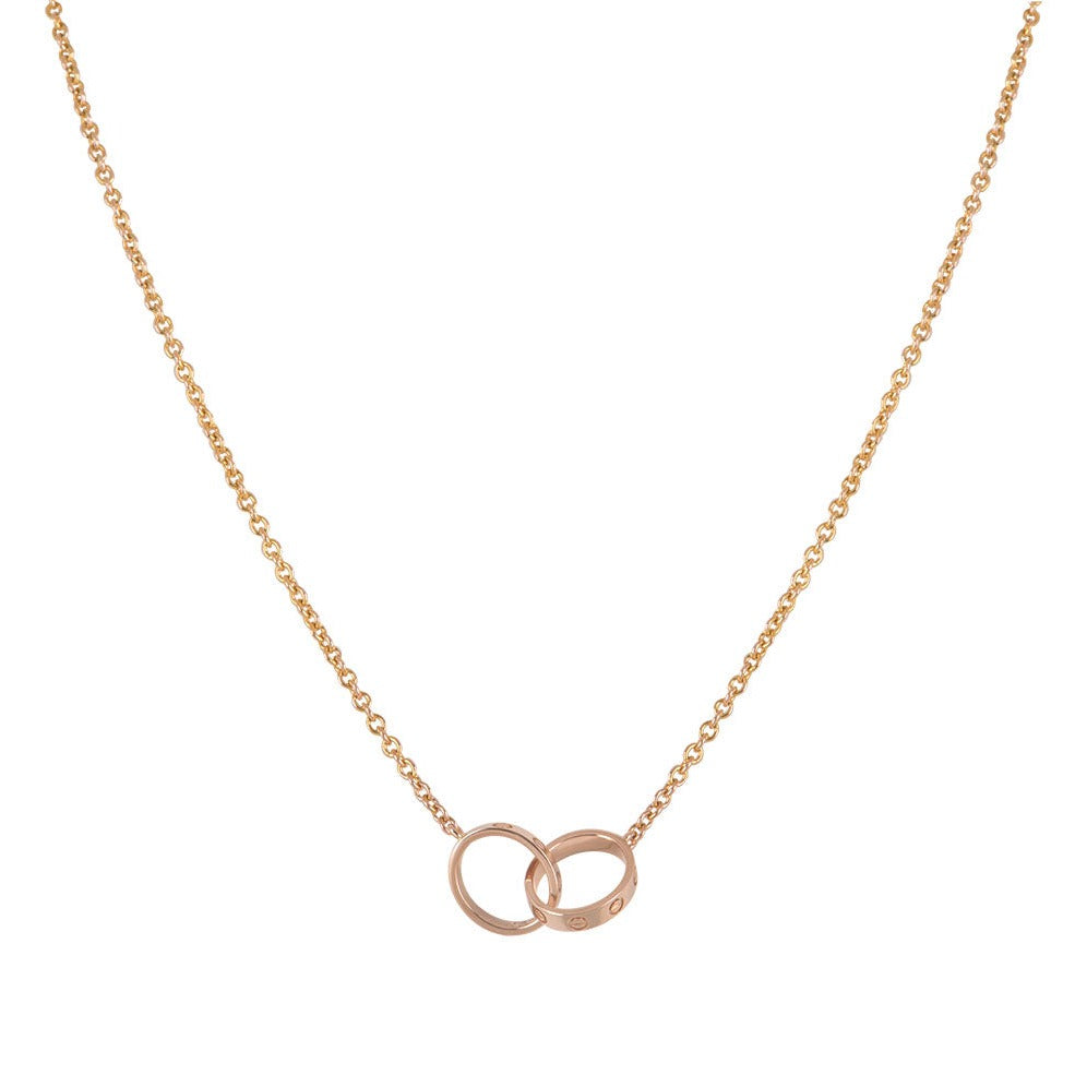 [Rosla]LOVE NECKLACE DOUBLE RING PINK GOLD