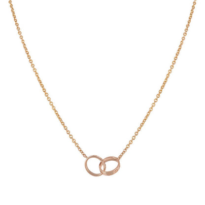 [Rosla]LOVE NECKLACE DOUBLE RING PINK GOLD