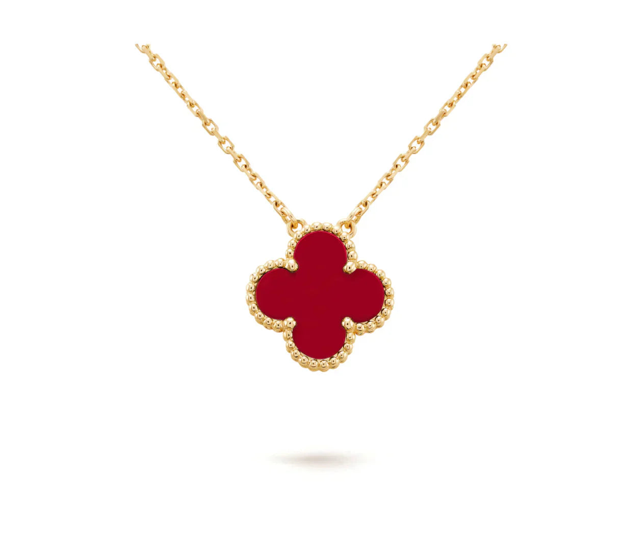 [Rosla]CLOVER 15MM CARNELIAN SINGLE FLOWER NECKLACE