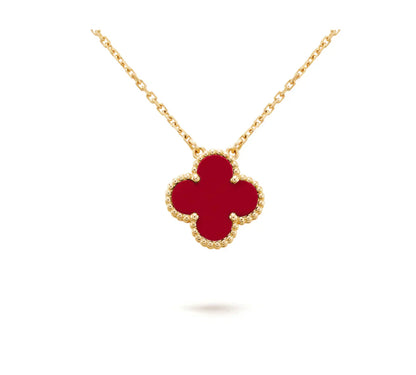 [Rosla]CLOVER 15MM CARNELIAN SINGLE FLOWER NECKLACE