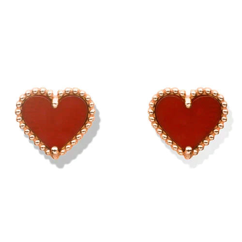 [Rosla]HEART CARNELIAN STUD EARRINGS