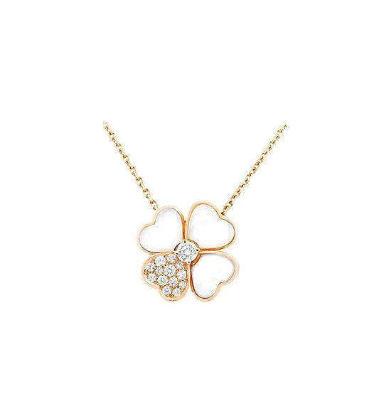 [Rosla]CLOVER MOP DIAMOND ROSE GOLD NECKLACE