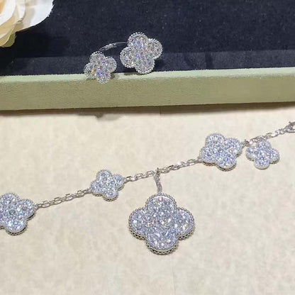 [Rosla]CLOVER 6 MOTIFS SILVER DIAMOND BRACELET