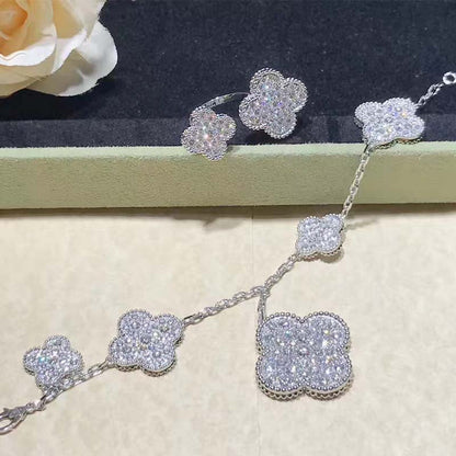 [Rosla]CLOVER 6 MOTIFS SILVER DIAMOND BRACELET