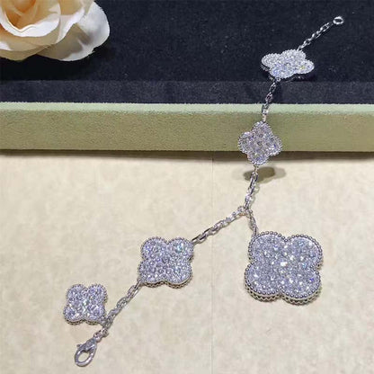 [Rosla]CLOVER 6 MOTIFS SILVER DIAMOND BRACELET