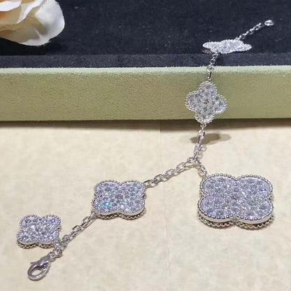[Rosla]CLOVER 6 MOTIFS SILVER DIAMOND BRACELET