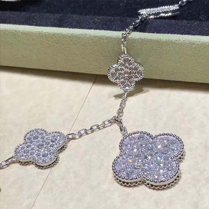 [Rosla]CLOVER 6 MOTIFS SILVER DIAMOND BRACELET
