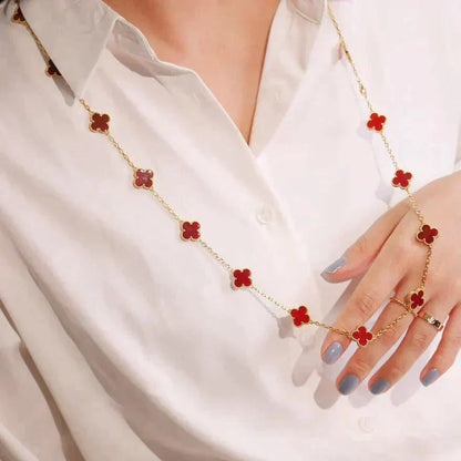 [Rosla]CLOVER 20 MOTIFS CARNELIAN NECKLACE
