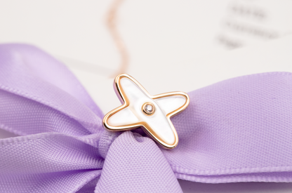 [Rosla]JEUX DE WHITE MOP ROSE GOLD DIAMOND EARRINGS