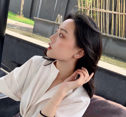 [Rosla]JEUX DE WHITE MOP PINK GOLD DIAMOND EARRINGS