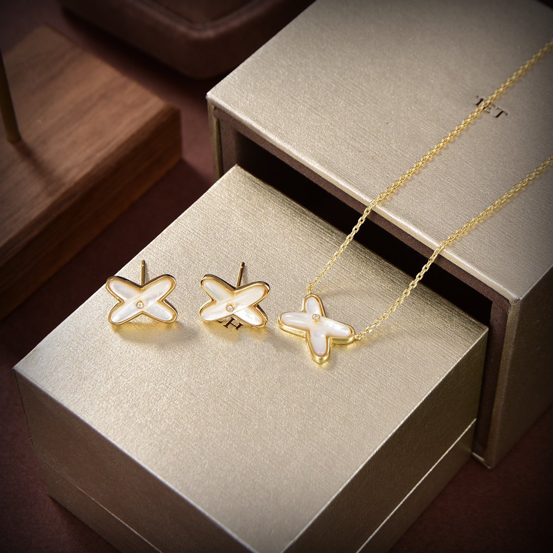 [Rosla]JEUX DE WHITE MOP GOLD DIAMOND EARRINGS