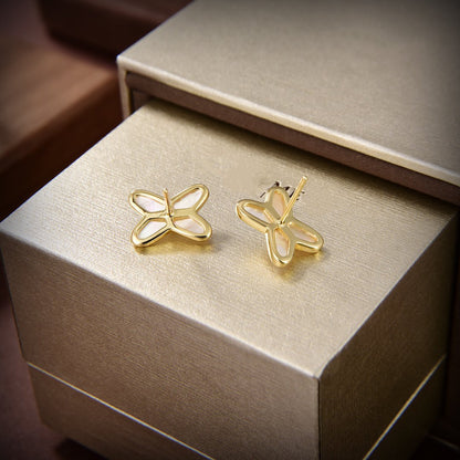 [Rosla]JEUX DE WHITE MOP GOLD DIAMOND EARRINGS