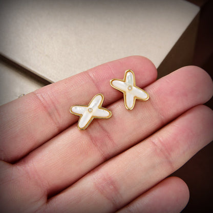 [Rosla]JEUX DE WHITE MOP GOLD DIAMOND EARRINGS