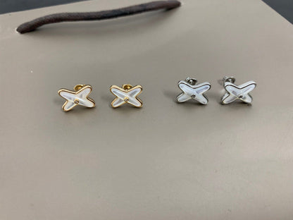 [Rosla]JEUX DE WHITE MOP SILVER DIAMOND EARRINGS