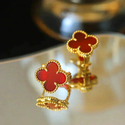 [Rosla]CLOVER MEDIUM 1 MOTIFS CARNELIAN  EARRINGS