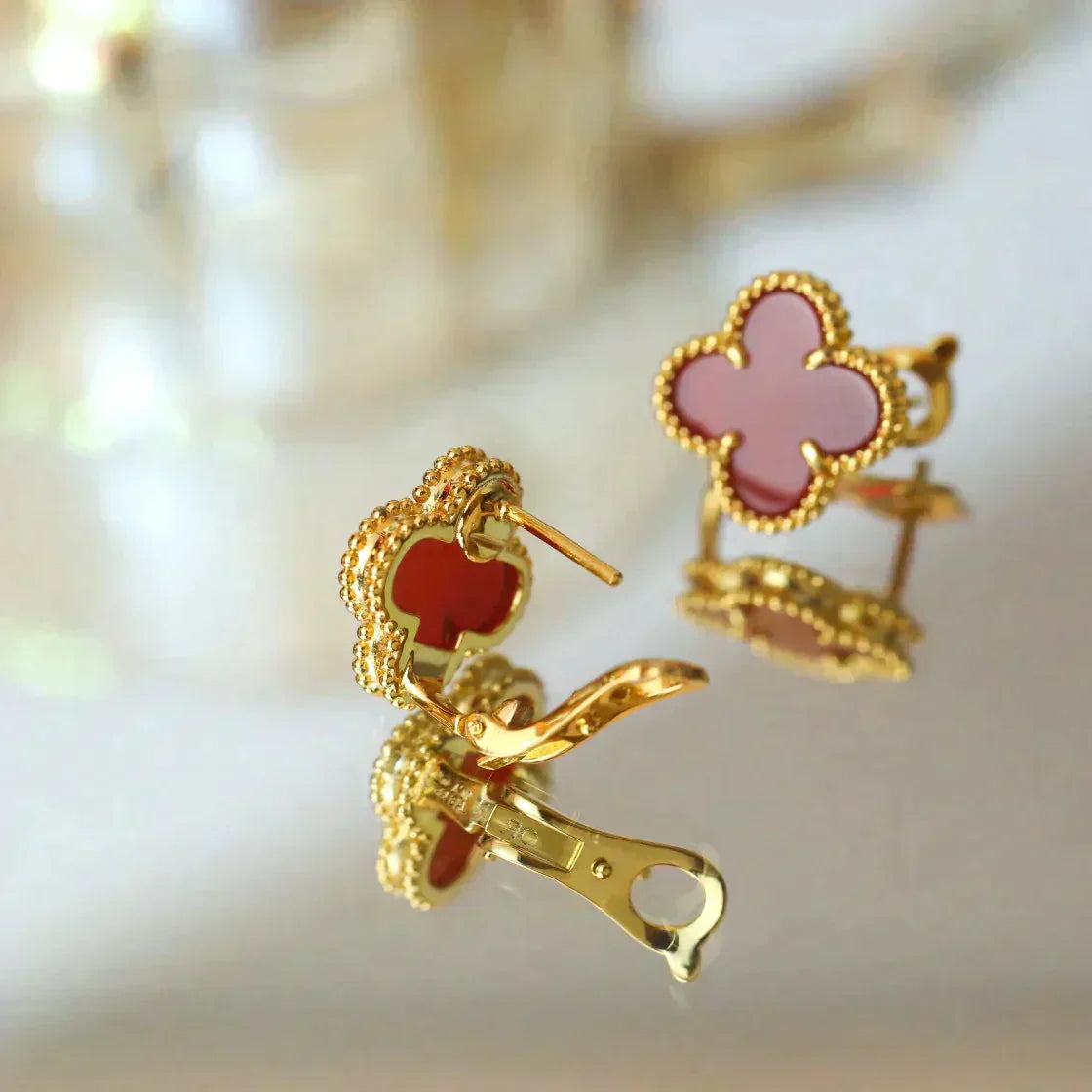 [Rosla]CLOVER MEDIUM 1 MOTIFS CARNELIAN  EARRINGS