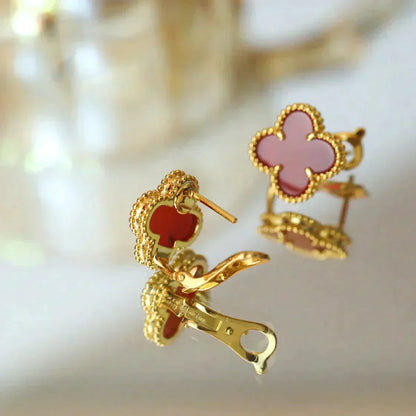 [Rosla]CLOVER MEDIUM 1 MOTIFS CARNELIAN  EARRINGS