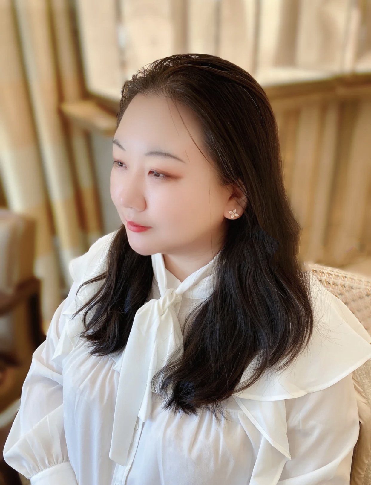 [Rosla]STAR BLOSSOM STUD EARRINGS PINK GOLD DIAMONDS