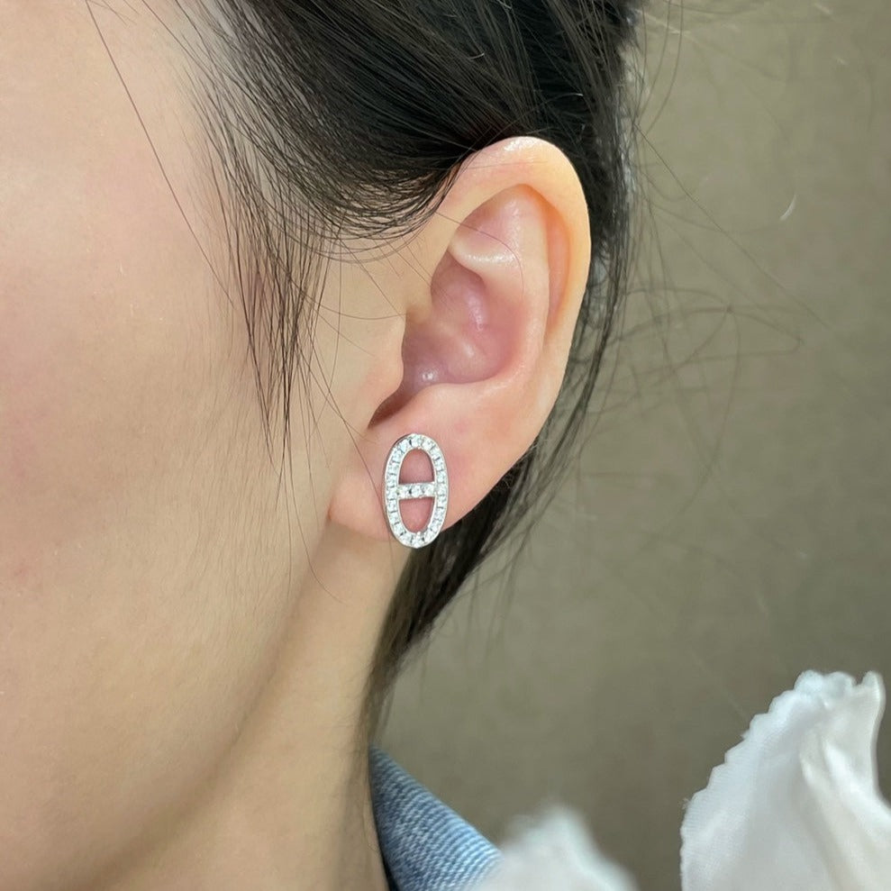 [Rosla]HM FULL DIAMOND PIG NOSE STUD EARRINGS