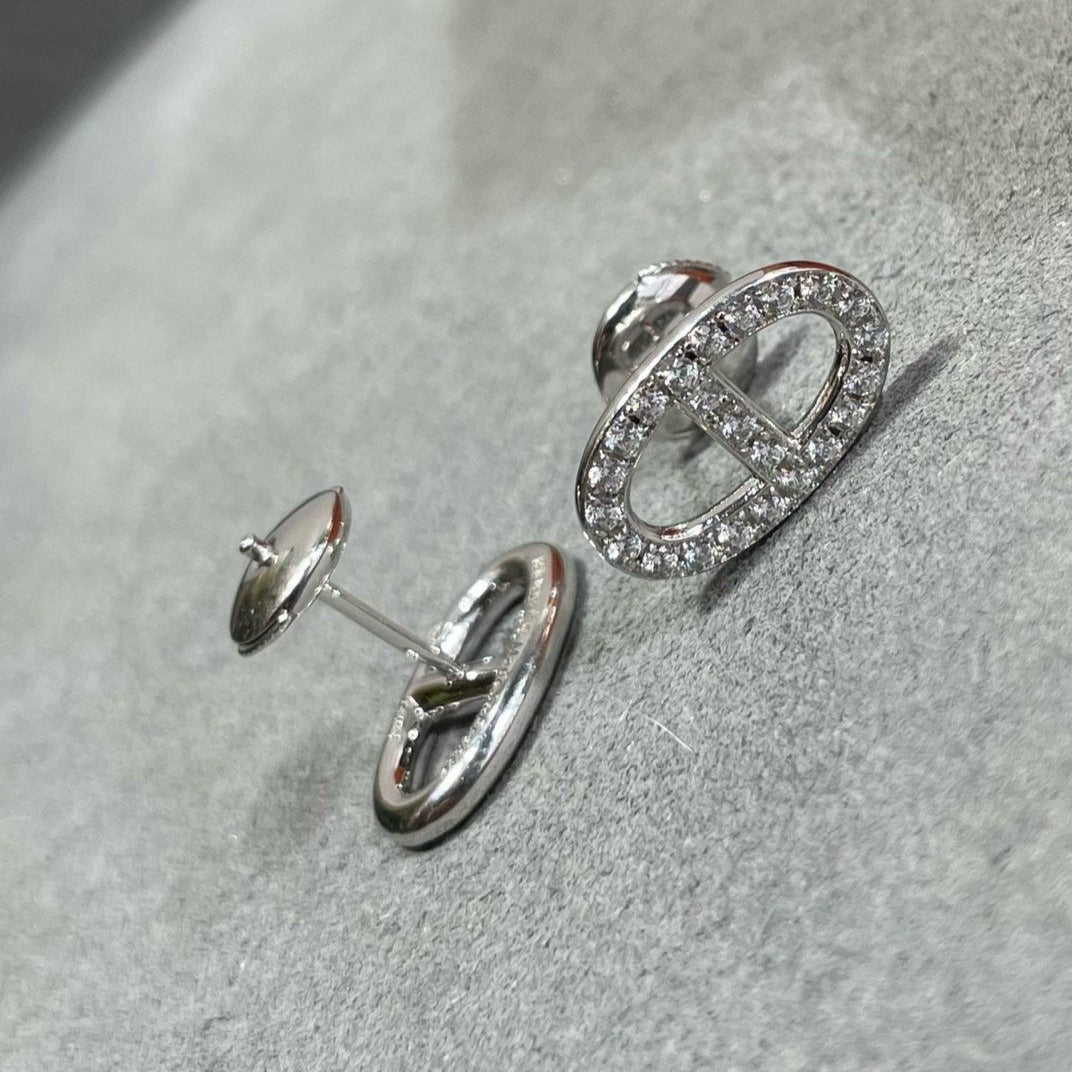 [Rosla]HM FULL DIAMOND PIG NOSE STUD EARRINGS