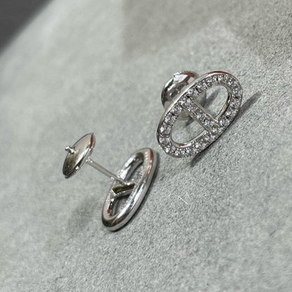 [Rosla]HM FULL DIAMOND PIG NOSE STUD EARRINGS