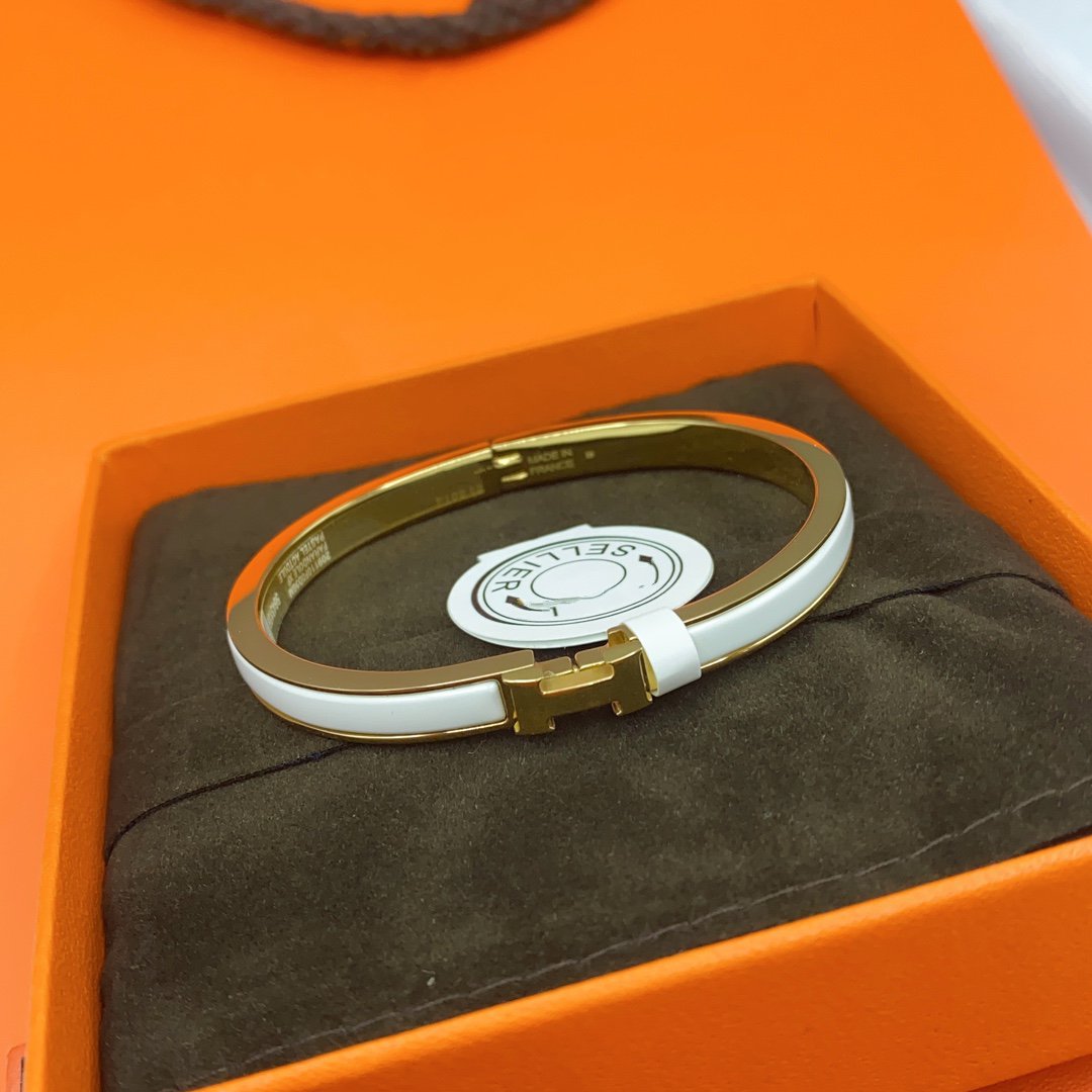 [Rosla]CLASSIC HM CLIC WHITE 8MM ENAMEL BRACELET