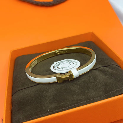 [Rosla]CLASSIC HM CLIC WHITE 8MM ENAMEL BRACELET