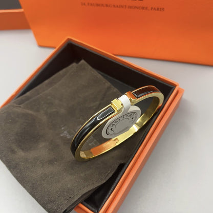 [Rosla]CLASSIC HM CLIC BLACK 8MM ENAMEL BRACELET