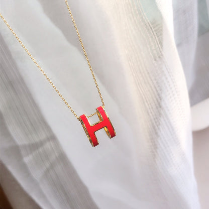 [Rosla]HM CLIC RED ENAMEL GOLD NECKLACE