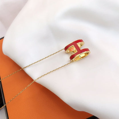 [Rosla]HM CLIC RED ENAMEL GOLD NECKLACE