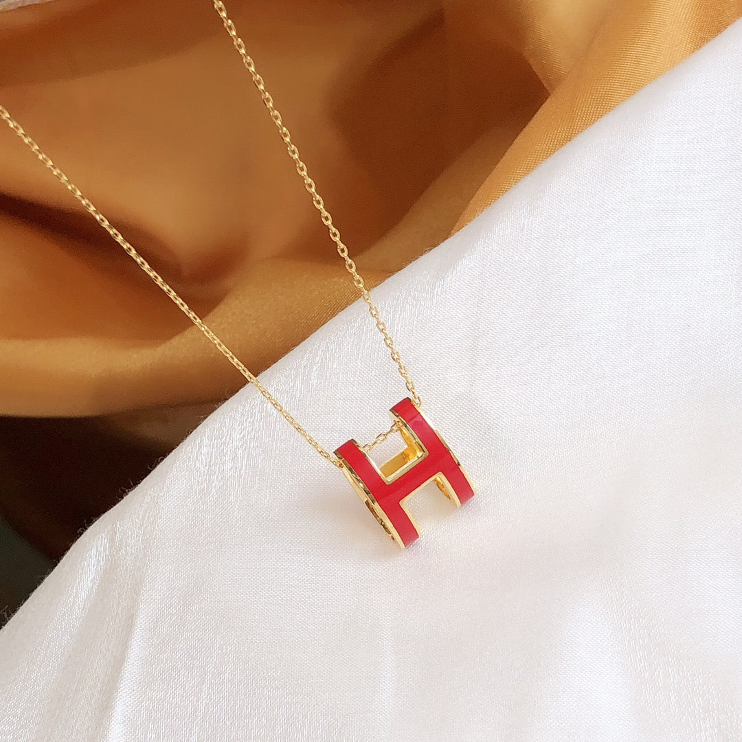 [Rosla]HM CLIC RED ENAMEL GOLD NECKLACE