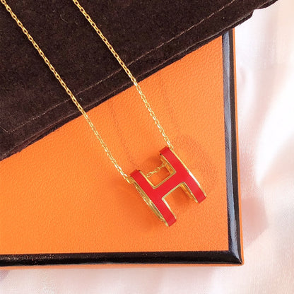 [Rosla]HM CLIC RED ENAMEL GOLD NECKLACE