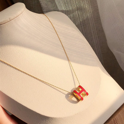 [Rosla]HM CLIC RED ENAMEL GOLD NECKLACE