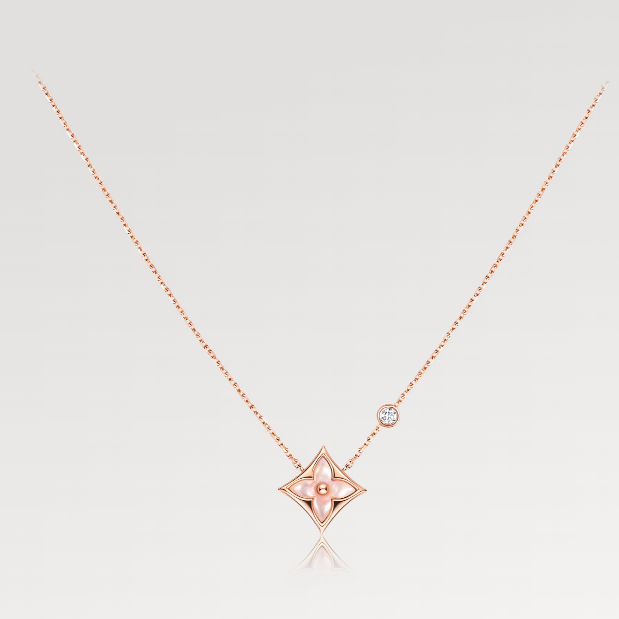 [Rosla]STAR PINK MOP 1 DIAMOND PINK GOLD NECKLACE