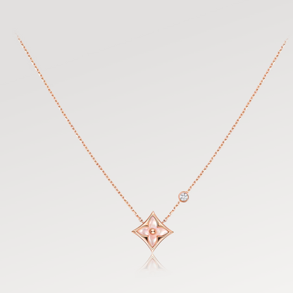 [Rosla]STAR PINK MOP 1 DIAMOND PINK GOLD NECKLACE