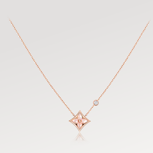 [Rosla]STAR PINK MOP 1 DIAMOND PINK GOLD NECKLACE