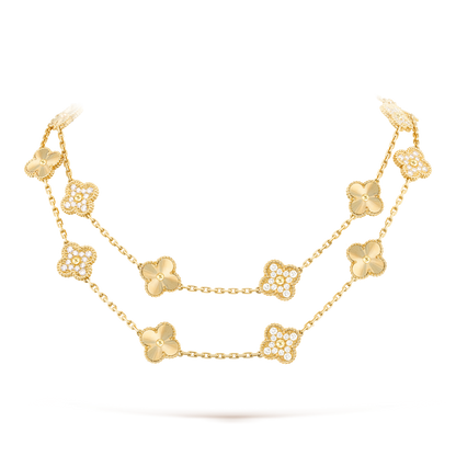 [Rosla]CLOVER 20 MOTIFS LASER DIAMOND NECKLACE