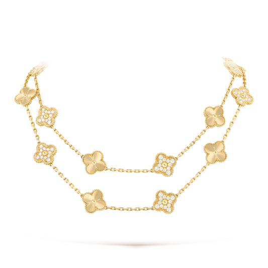 [Rosla]CLOVER 20 MOTIFS LASER DIAMOND NECKLACE