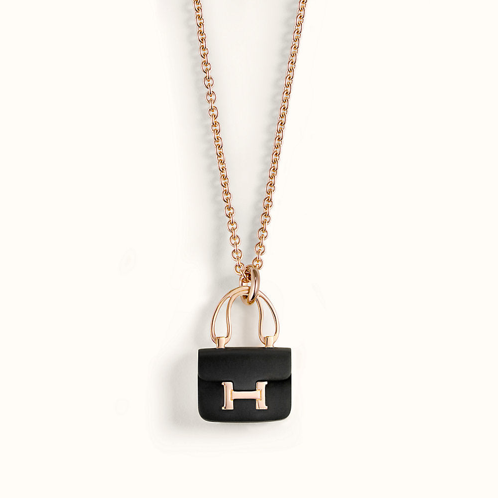 [Rosla]CONSTANCE BLACK PEDANT PINK GOLD NECKLACE