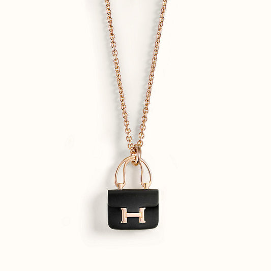 [Rosla]CONSTANCE BLACK PEDANT PINK GOLD NECKLACE