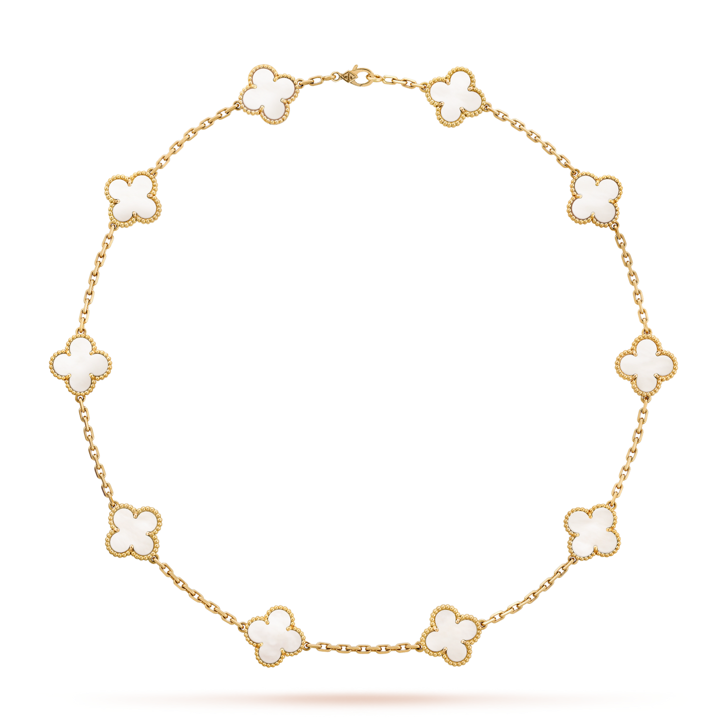 [Rosla]CLOVER 10 MOTIFS WHITE MOTHER OF PEARL NECKLACE