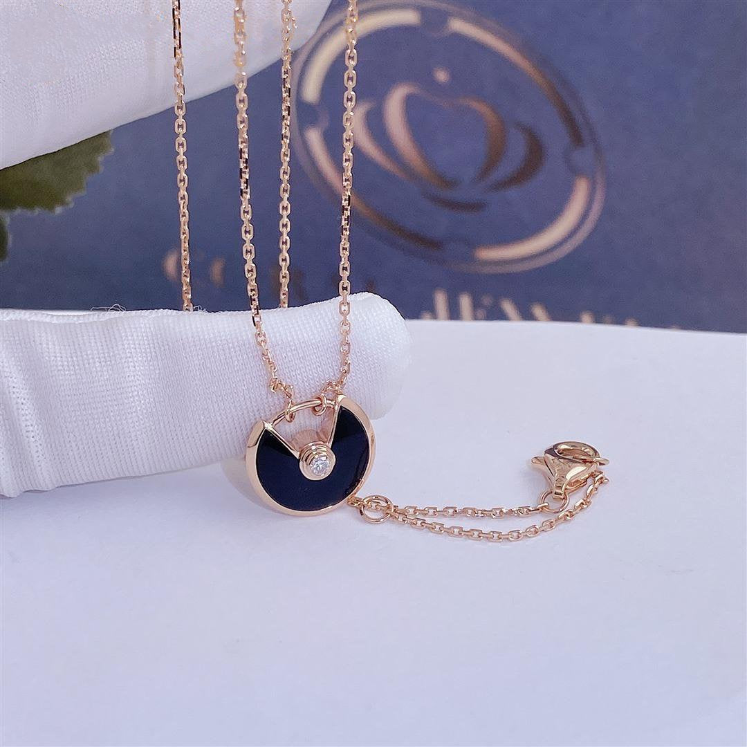 [Rosla]AMULETTE ROSE GOLD ONYX NECKLACE