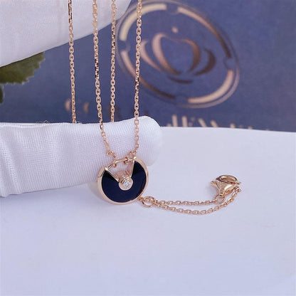 [Rosla]AMULETTE ROSE GOLD ONYX NECKLACE