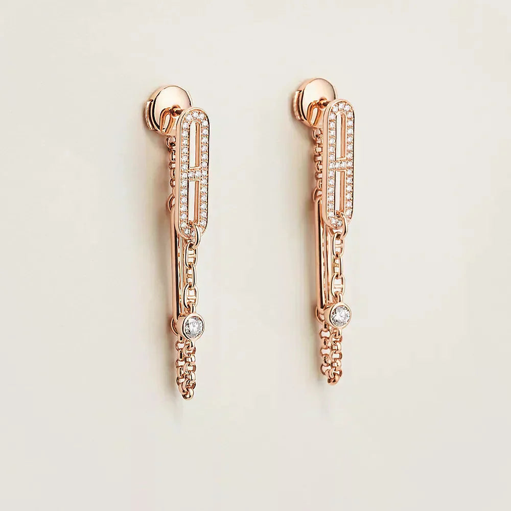 [Rosla]CHAINE CHAOS DIAMOND DROP EARRINGS