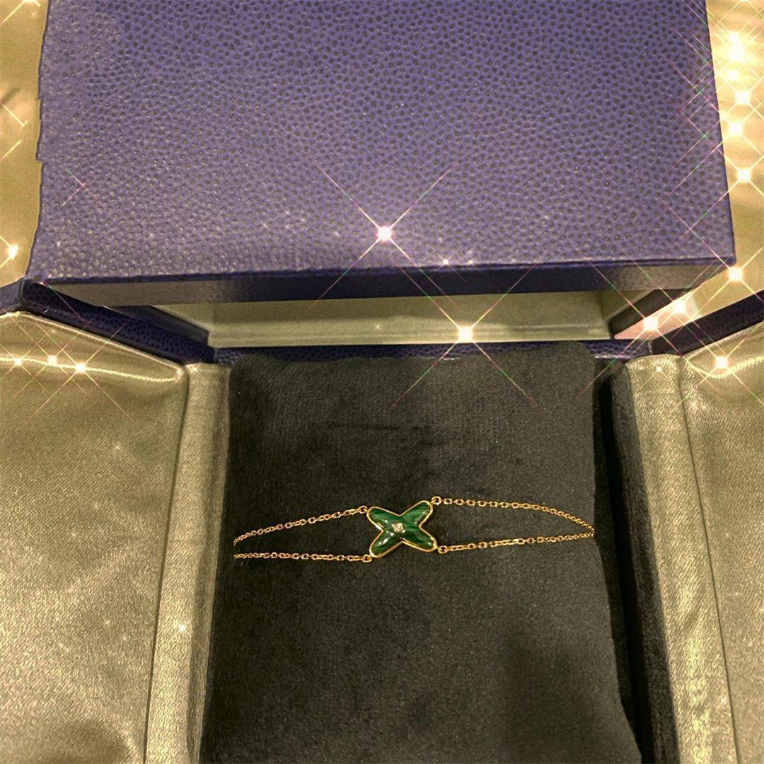 [Rosla]JEUX BRACELET MALACHITE PINK GOLD 1 DIAMOND